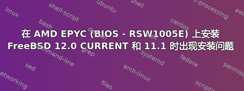 在 AMD EPYC (BIOS - RSW1005E) 上安装 FreeBSD 12.0 CURRENT 和 11.1 时出现安装问题