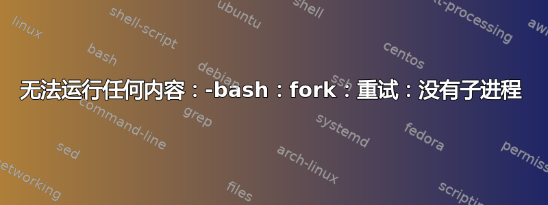 无法运行任何内容：-bash：fork：重试：没有子进程