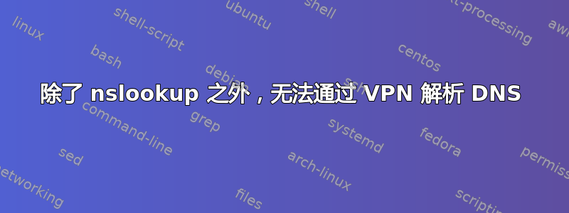 除了 nslookup 之外，无法通过 VPN 解析 DNS