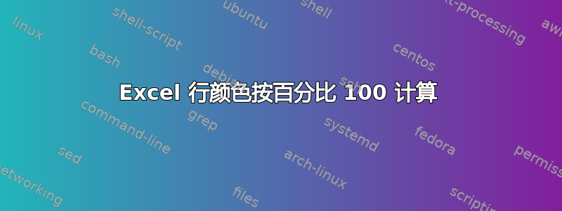 Excel 行颜色按百分比 100 计算