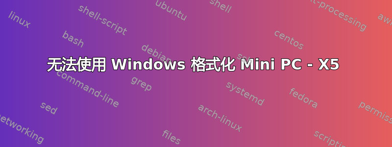 无法使用 Windows 格式化 Mini PC - X5