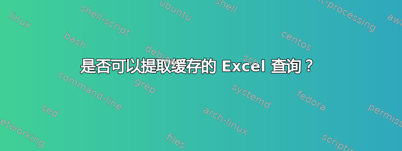 是否可以提取缓存的 Excel 查询？