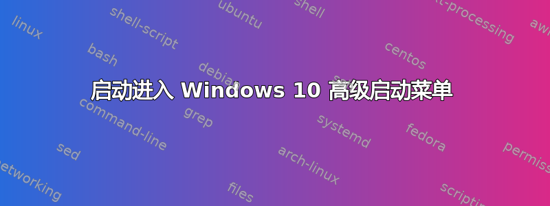 启动进入 Windows 10 高级启动菜单