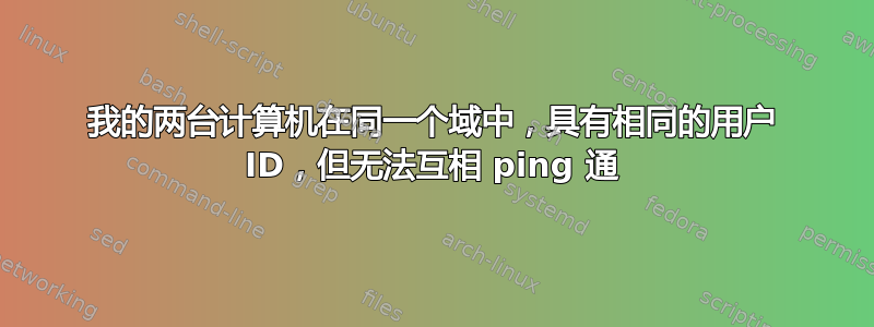 我的两台计算机在同一个域中，具有相同的用户 ID，但无法互相 ping 通