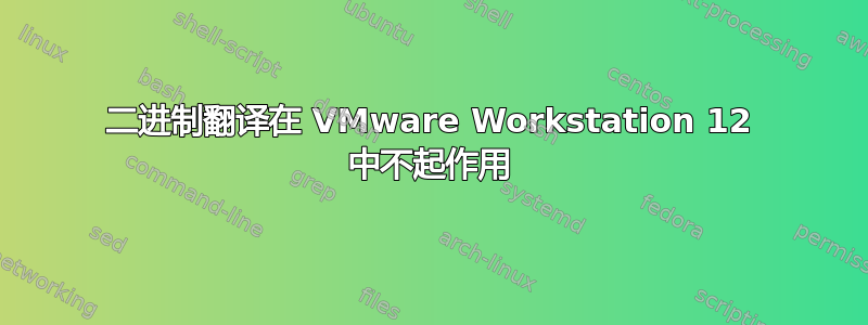 二进制翻译在 VMware Workstation 12 中不起作用