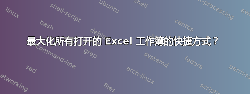 最大化所有打开的 Excel 工作簿的快捷方式？