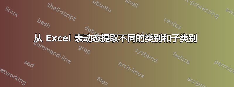 从 Excel 表动态提取不同的类别和子类别