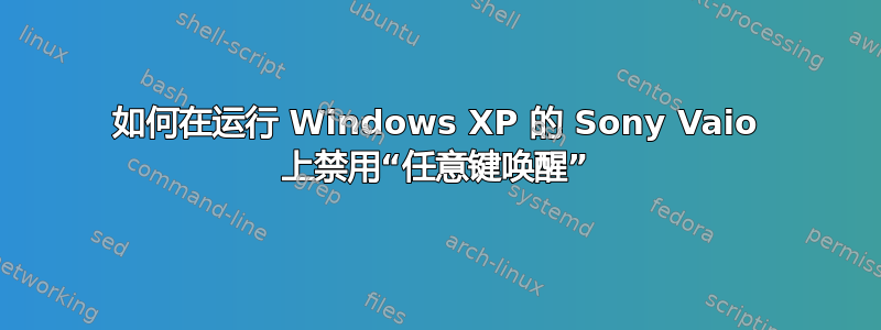 如何在运行 Windows XP 的 Sony Vaio 上禁用“任意键唤醒”
