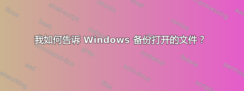 我如何告诉 Windows 备份打开的文件？