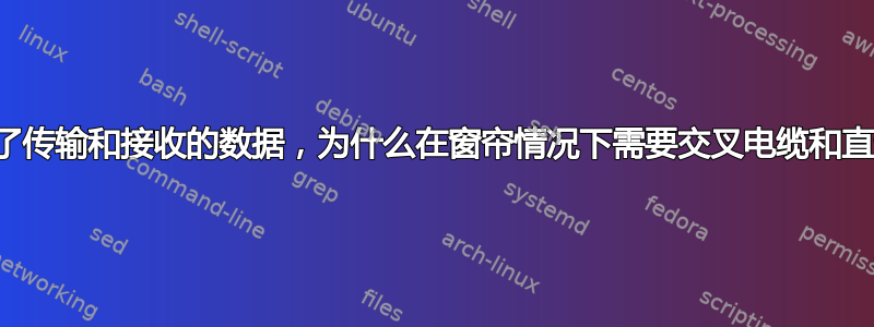 什么决定了传输和接收的数据，为什么在窗帘情况下需要交叉电缆和直通电缆？