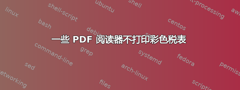 一些 PDF 阅读器不打印彩色税表