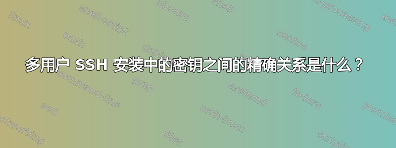 多用户 SSH 安装中的密钥之间的精确关系是什么？