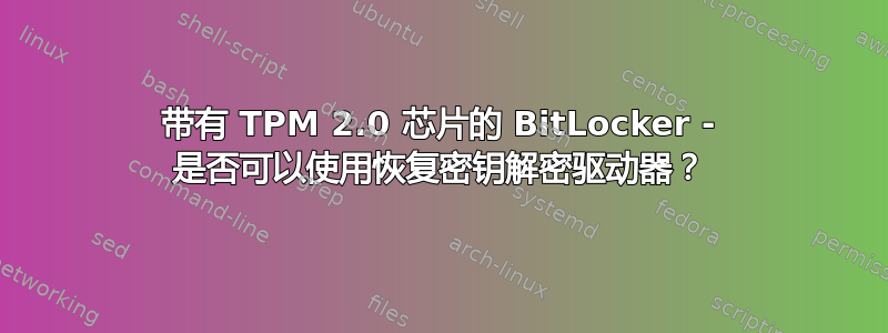 带有 TPM 2.0 芯片的 BitLocker - 是否可以使用恢复密钥解密驱动器？