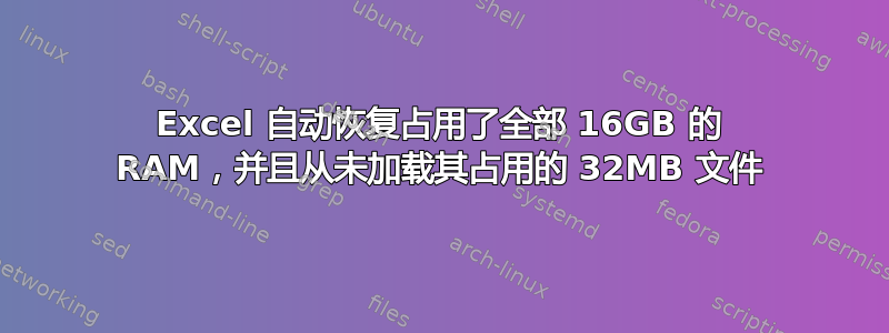 Excel 自动恢复占用了全部 16GB 的 RAM，并且从未加载其占用的 32MB 文件