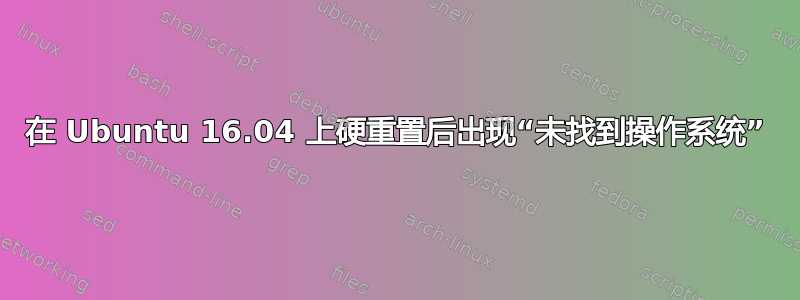 在 Ubuntu 16.04 上硬重置后出现“未找到操作系统”