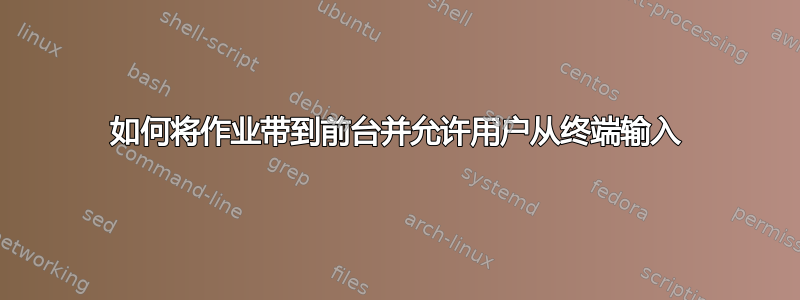 如何将作业带到前台并允许用户从终端输入