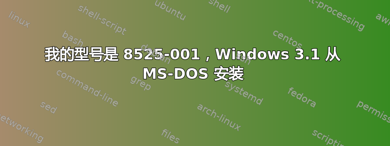 我的型号是 8525-001，Windows 3.1 从 MS-DOS 安装