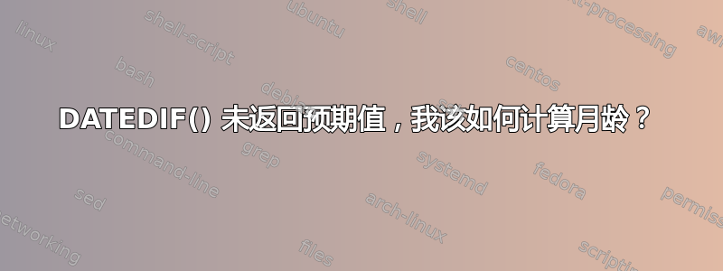 DATEDIF() 未返回预期值，我该如何计算月龄？