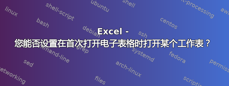 Excel - 您能否设置在首次打开电子表格时打开某个工作表？