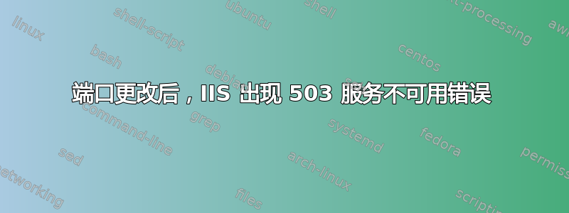 端口更改后，IIS 出现 503 服务不可用错误