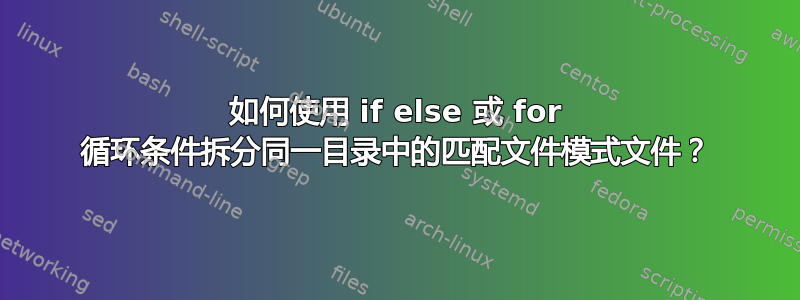 如何使用 if else 或 for 循环条件拆分同一目录中的匹配文件模式文件？