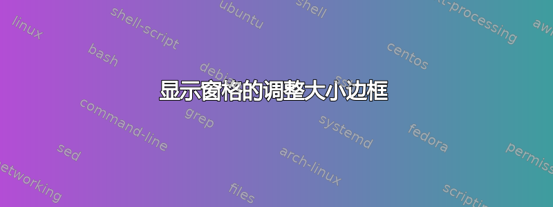 显示窗格的调整大小边框