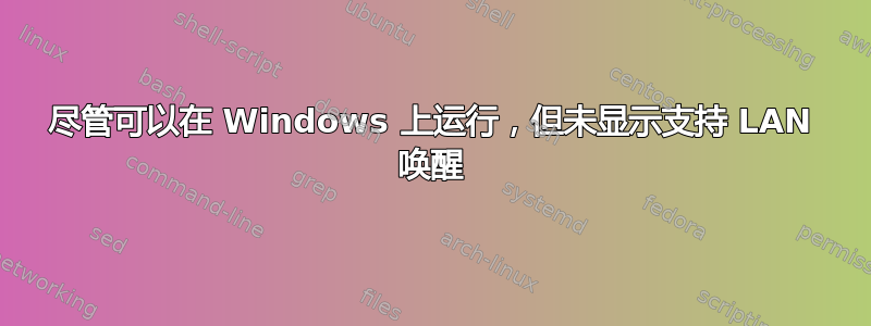 尽管可以在 Windows 上运行，但未显示支持 LAN 唤醒