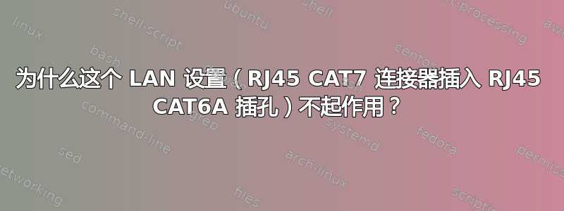 为什么这个 LAN 设置（RJ45 CAT7 连接器插入 RJ45 CAT6A 插孔）不起作用？