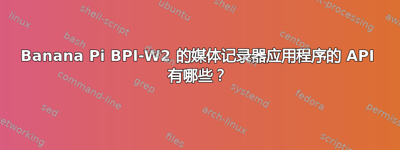 Banana Pi BPI-W2 的媒体记录器应用程序的 API 有哪些？