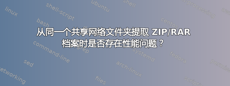 从同一个共享网络文件夹提取 ZIP/RAR 档案时是否存在性能问题？