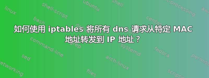 如何使用 iptables 将所有 dns 请求从特定 MAC 地址转发到 IP 地址？