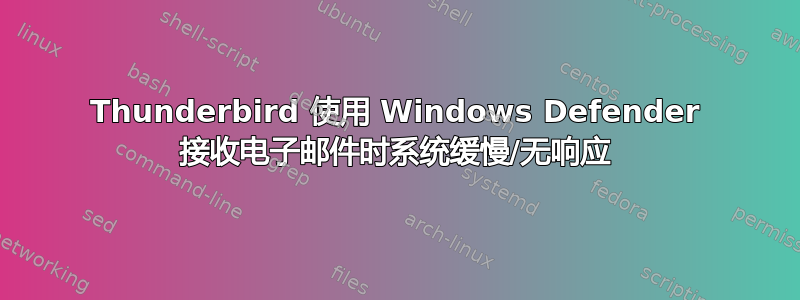 Thunderbird 使用 Windows Defender 接收电子邮件时系统缓慢/无响应