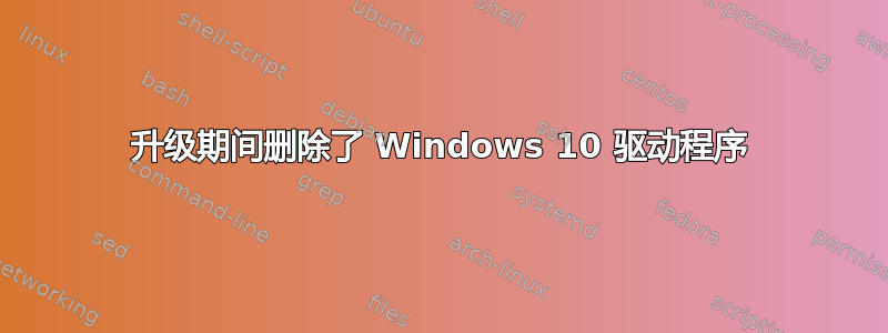 升级期间删除了 Windows 10 驱动程序