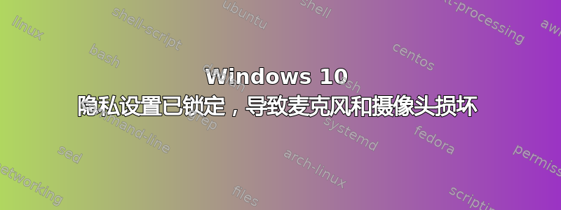 Windows 10 隐私设置已锁定，导致麦克风和摄像头损坏