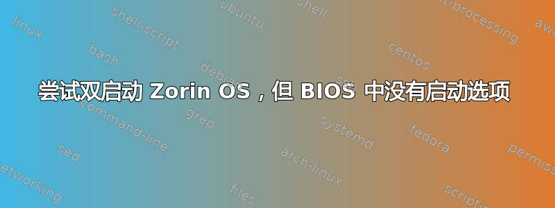 尝试双启动 Zorin OS，但 BIOS 中没有启动选项