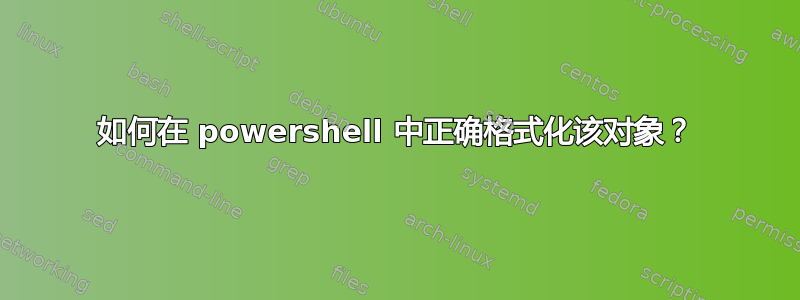 如何在 powershell 中正确格式化该对象？