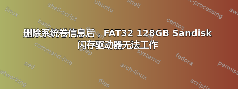 删除系统卷信息后，FAT32 128GB Sandisk 闪存驱动器无法工作