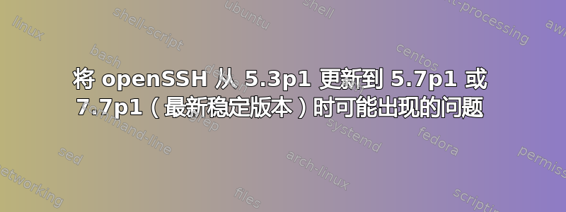 将 openSSH 从 5.3p1 更新到 5.7p1 或 7.7p1（最新稳定版本）时可能出现的问题