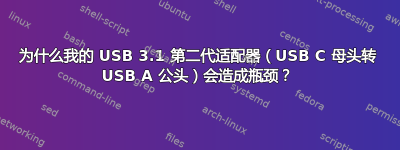 为什么我的 USB 3.1 第二代适配器（USB C 母头转 USB A 公头）会造成瓶颈？