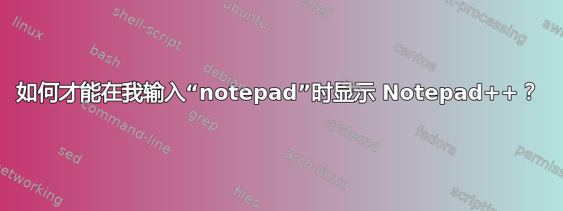 如何才能在我输入“notepad”时显示 Notepad++？