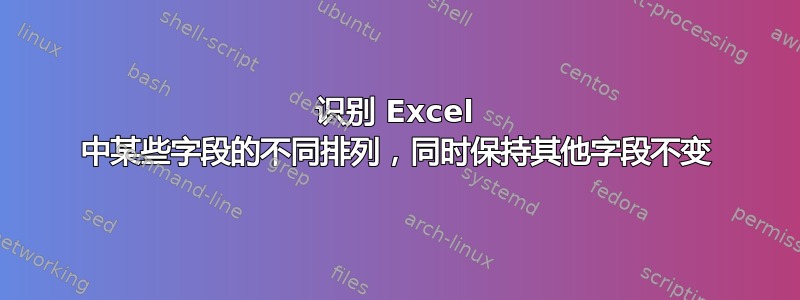 识别 Excel 中某些字段的不同排列，同时保持其他字段不变