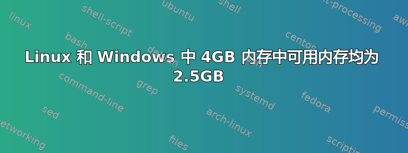 Linux 和 Windows 中 4GB 内存中可用内存均为 2.5GB 