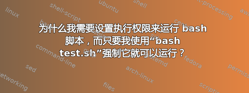 为什么我需要设置执行权限来运行 bash 脚本，而只要我使用“bash test.sh”强制它就可以运行？