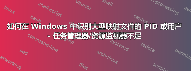 如何在 Windows 中识别大型映射文件的 PID 或用户 - 任务管理器/资源监视器不足