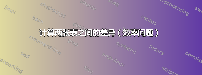 计算两张表之间的差异（效率问题）