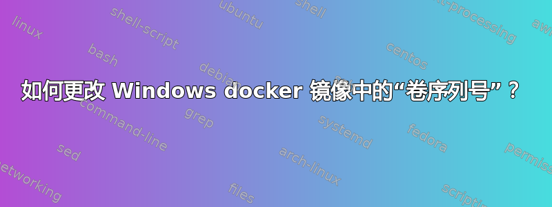如何更改 Windows docker 镜像中的“卷序列号”？