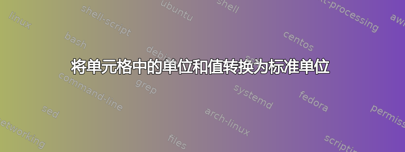 将单元格中的单位和值转换为标准单位