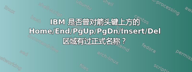 IBM 是否曾对箭头键上方的 Home/End/PgUp/PgDn/Insert/Del 区域有过正式名称？