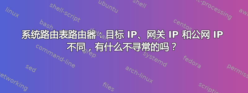 系统路由表路由器：目标 IP、网关 IP 和公网 IP 不同，有什么不寻常的吗？