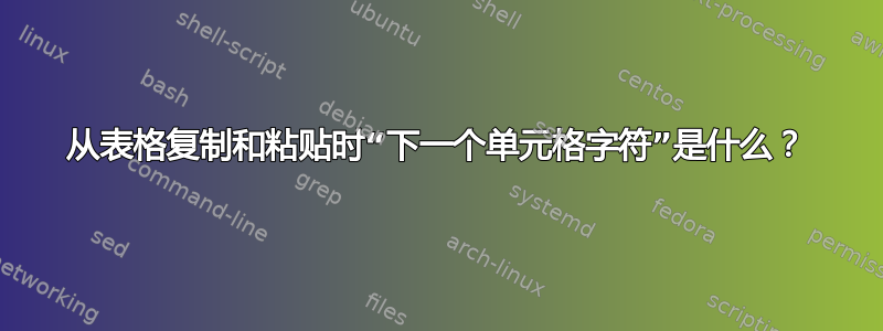 从表格复制和粘贴时“下一个单元格字符”是什么？